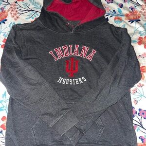 Stadium Athletics Indiana Hoosiers Charcoal Hoodie with Red Lining